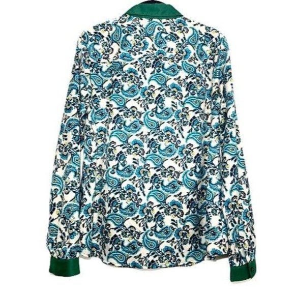 The Limited Women’s Paisley Print Long Sleeve Button-Up Collared Blouse Small - Picture 3 of 11